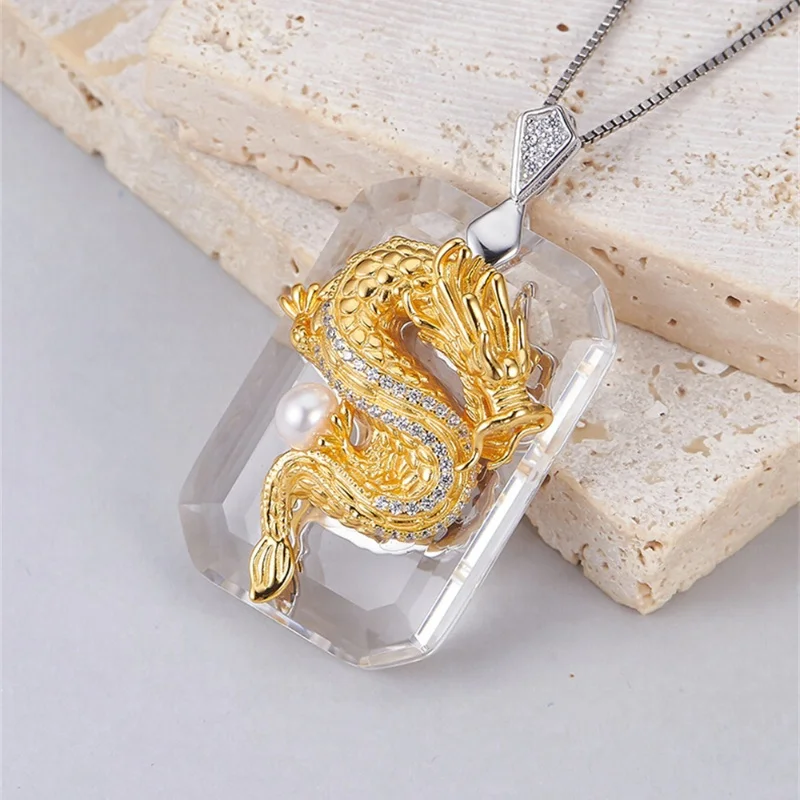 BOCAI S925 Silver Charms Pendants for Women Contrast Colored Loong Inlaid White Crystal Pearl Micro Zircon Jewelry Wholesale