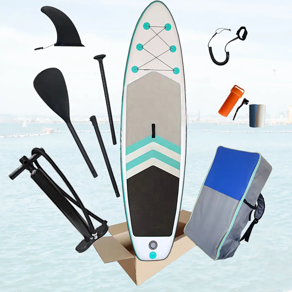 Inflatable SUP Board, All-Around Stand-Up Surfboard, Drop Stitch PVC with Non-Slip EVA Pad, for Lake River Ocean Touring Yoga