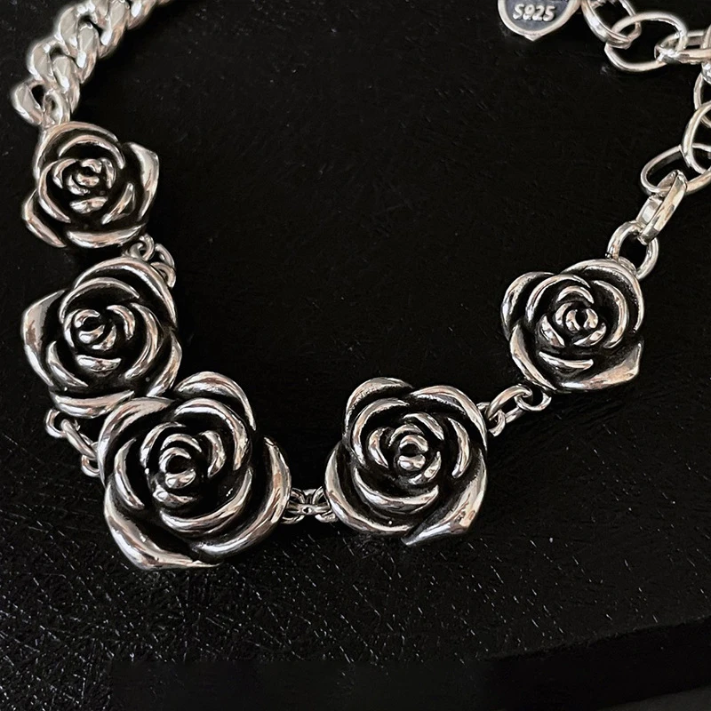 Mewanry Rose Flower Bracelets Vintage Party Jewelry for Women Couples New Fashion Vintage Handmade Party Jewelry Gifts