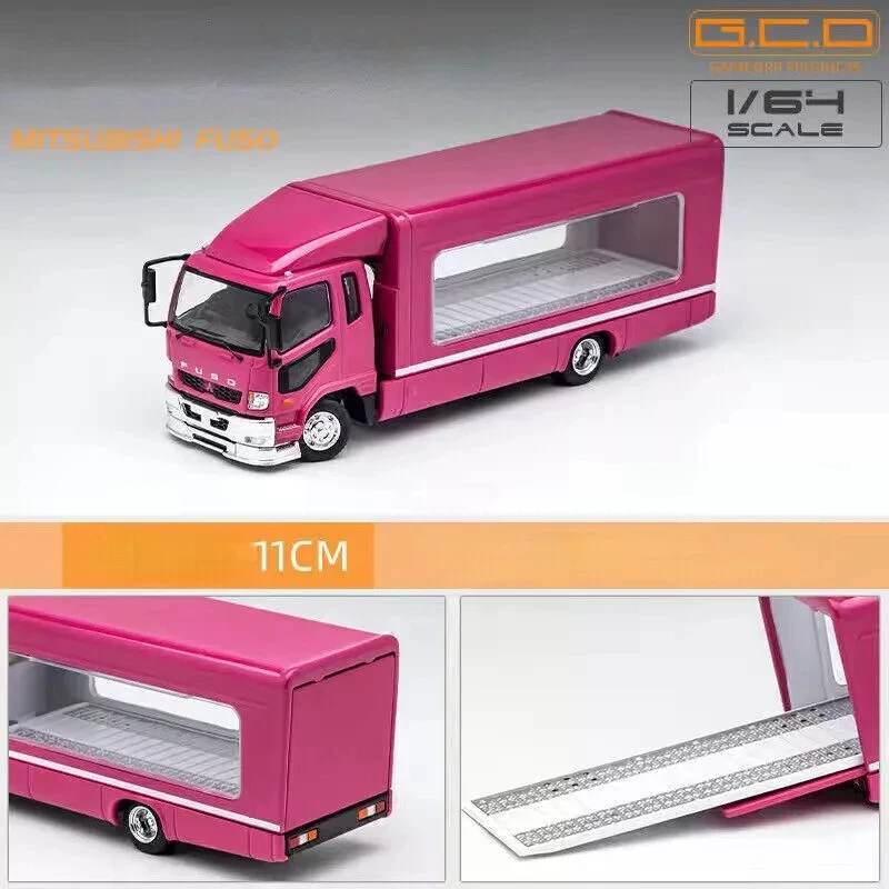 GCD 1:64 Pink Fuso Fighter Outriggers Raised Truck Diecast Model Car Collection Limited Edition Hobby Toys