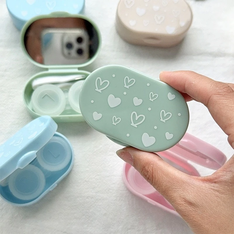 Candy Color Contact Lens Case with Mirror Travel Portable Cosmetic Beauty Pupil Lens Soak Container Holder Storage Soaking Box