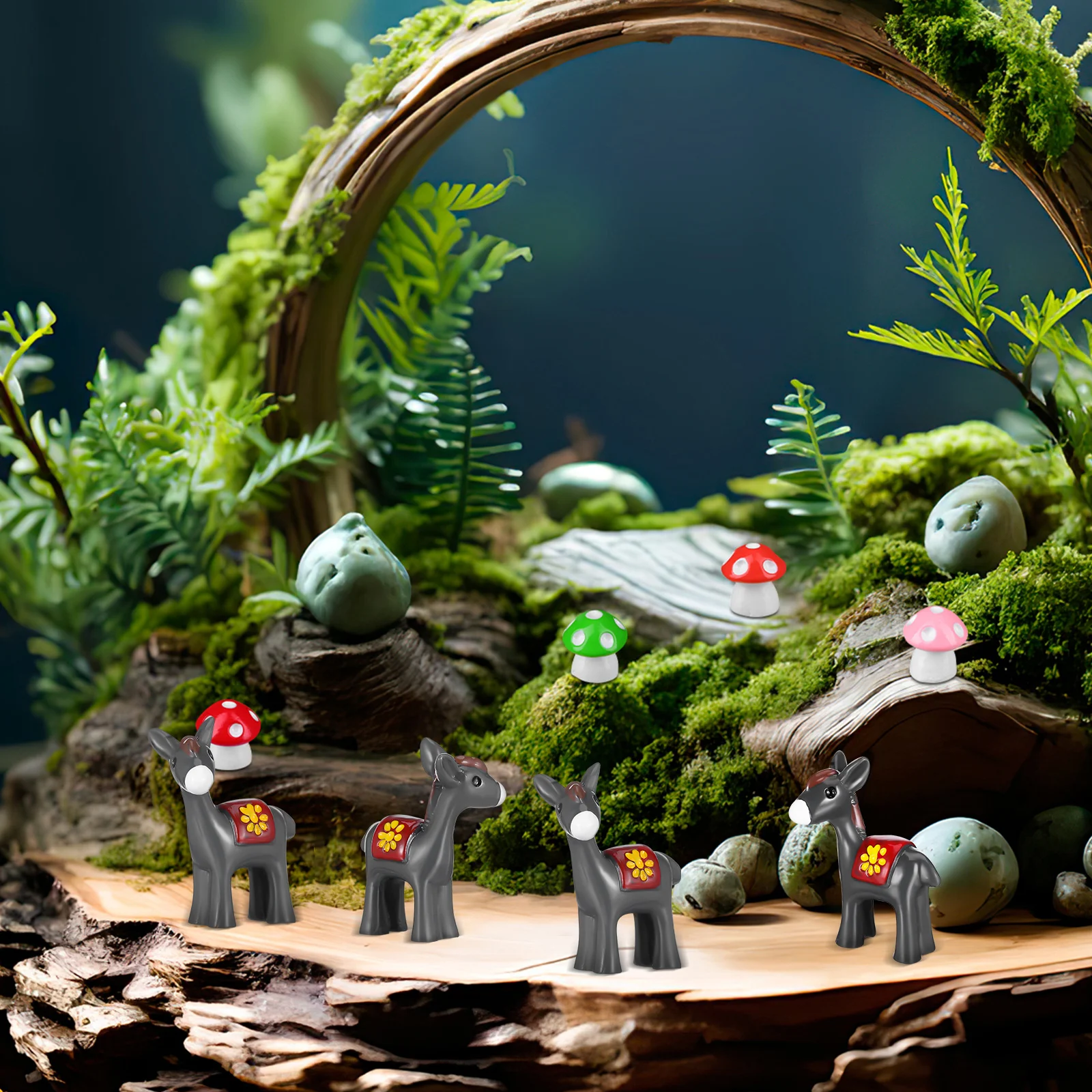

10Pcs Resin Donkey Statue Miniature Vivid Garden Ornament for Holiday Party Wedding Celebration Micro Landscape