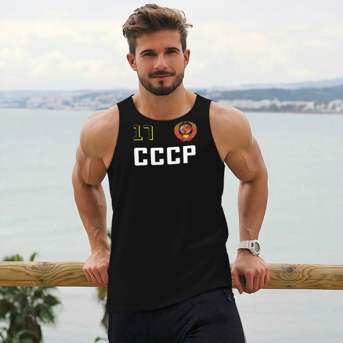 URSS Hammer And Sickle CCCP bandera soviética rusa gimnasio tanque culturismo chaleco Fitness camisetas sin mangas ropa deportiva de secado rápido