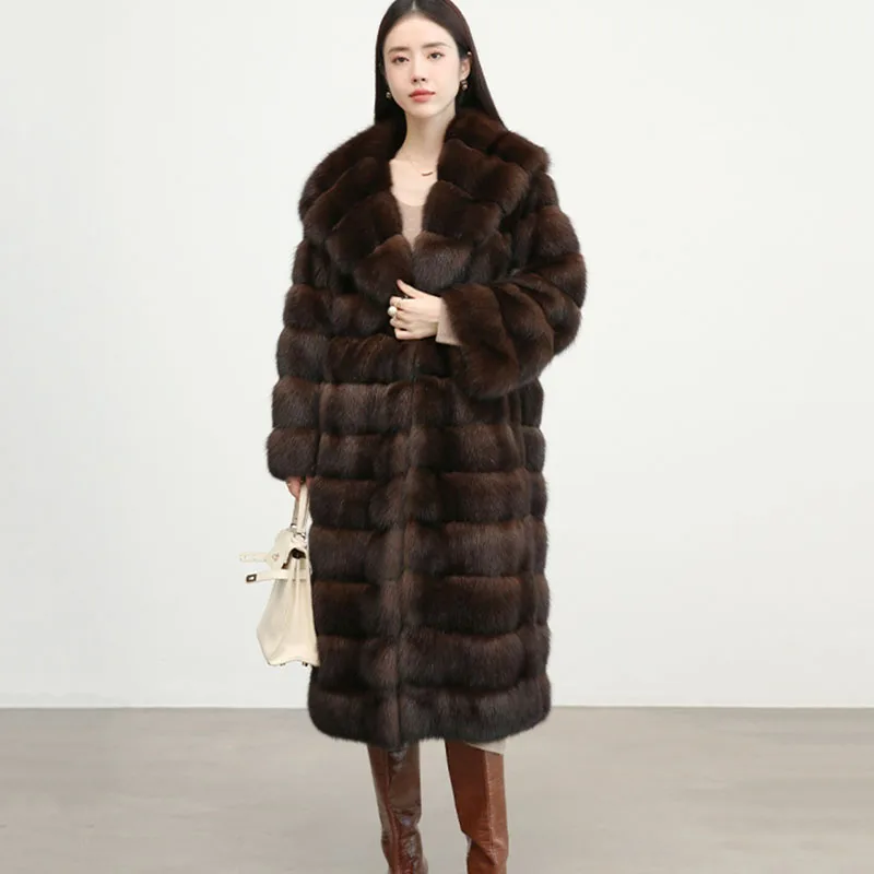 Solid Color Fashion Warm Coat True Fur Coat 2025 New Winter Warm Hooded High-Quality Temperament Leisure Women's Fur Coat H580