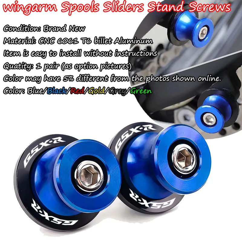 Para GSXR 125/150/600/750/1000 GSX-R carretes deslizadores tornillos de soporte CNC M8 accesorios de motocicleta basculante 1 par de pernos