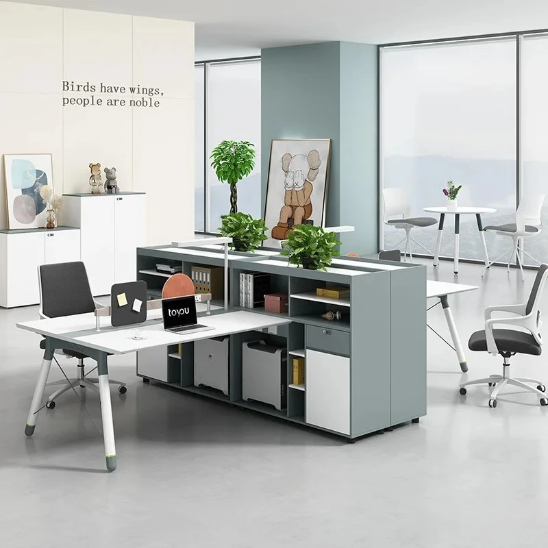 Office desk and chair combination, simple booth space, employee office computer desk and chair