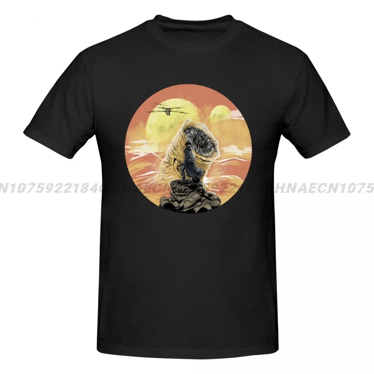 Wanderer Above The Sea Of Sand Dunes Print T-Shirt Men's Vintage Fashion Short Sleeve T-shirts Cotton Casual Oversized T Shirts