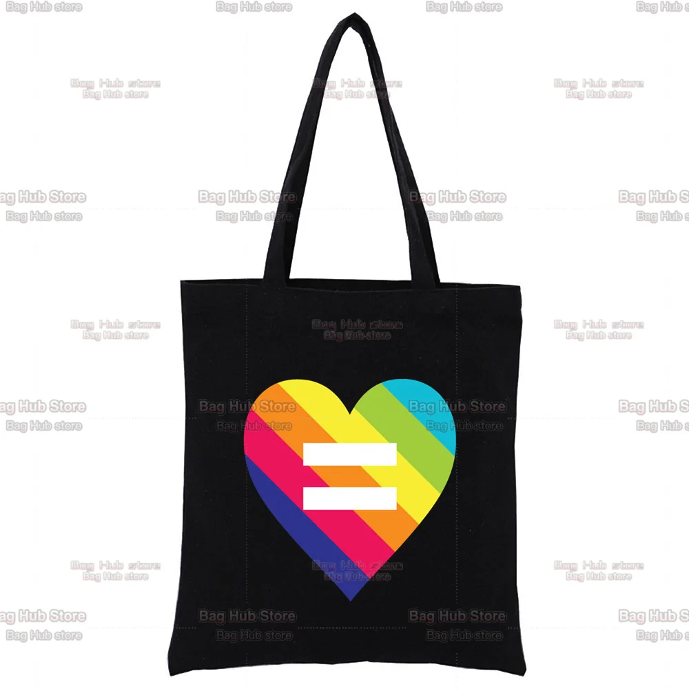 Lgbt Harajuku Stijl Print Dames Casual Schouder Zwarte Draagtas Bedrukt Canvas Vrouwelijke Tas Handtas