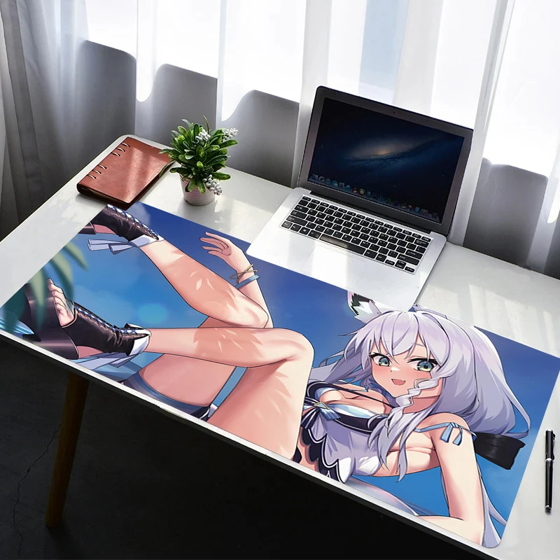 

Mouse Pad Computer Gaming Accessories HD Mousepad Rubber Extended Desk Mat Laptop Gamer H-hololive Shirakami Fubuki Keyboard Pad