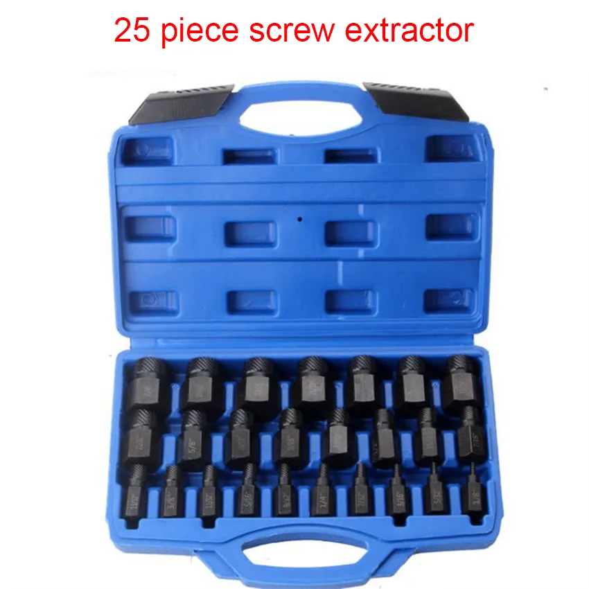 

25-Piece Screw Extractor Set Broken Bolt Remover Tool Stripped Screws Studs Fittings Extraction Tool Manual Combination Kit