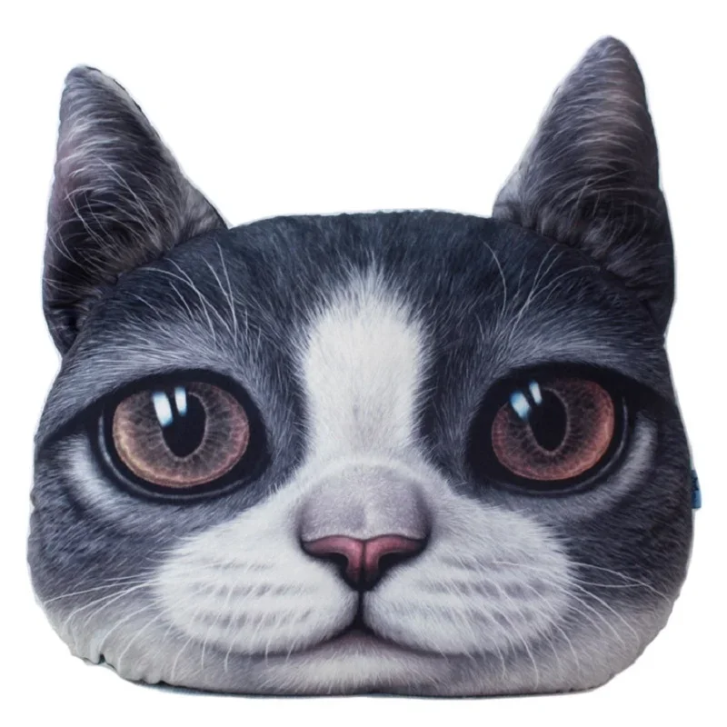 38x48 cm Duży rozmiar 3D Cute Cat Head Cushion Creative Cartoon Sofa Office Nap Pillow Zmywalna poduszka do siedzenia samochodowego