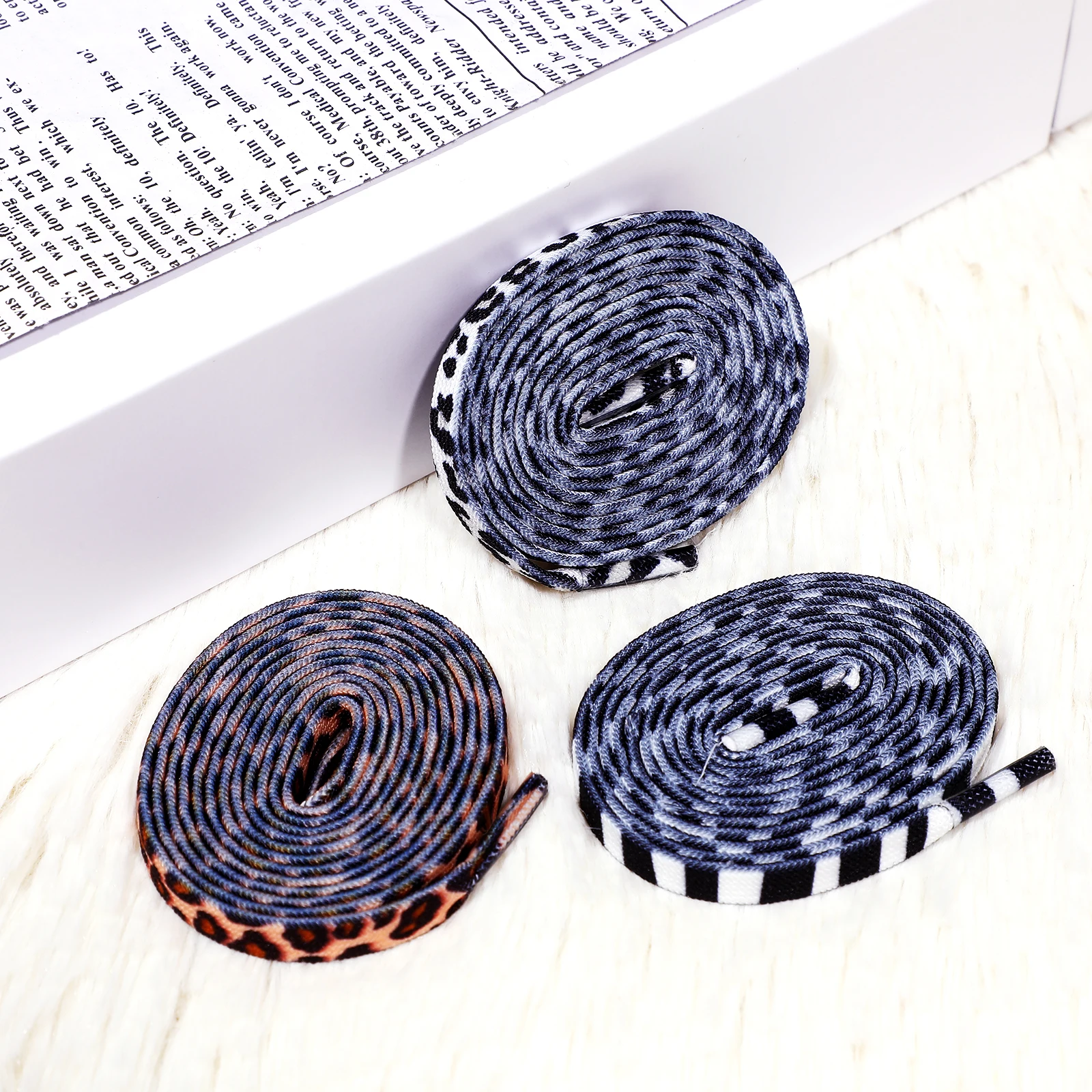 

Animal Pattern Shoelaces for Sneakers Kids Fashion Universal Tieless Wide Flat Elastic Durable Polyester Zebra Leopard Cow Skin