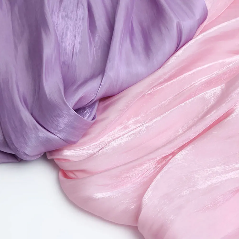 1.5 Meter Wide Phantom Color Gradient Glass Silk Satin Fabric Shirt Stage Dress Crystal Bright Face Sparkle Cloth DIY Doll Decor