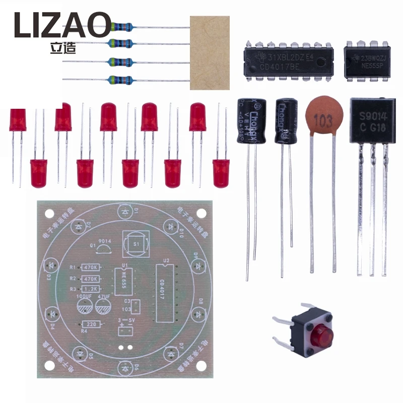 LIZAO DIY NE555 CD4017 Lucky Turntable Kit Wheel Of Fortune LED Flashing Light Electronic Welding Practice Game Gift