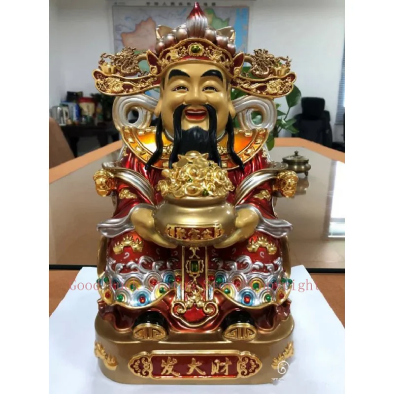 

30CM large 2024 HOME Company high grade Buddha decoration Recruit money wealth good luck COPPER God of fortune Mammon statue