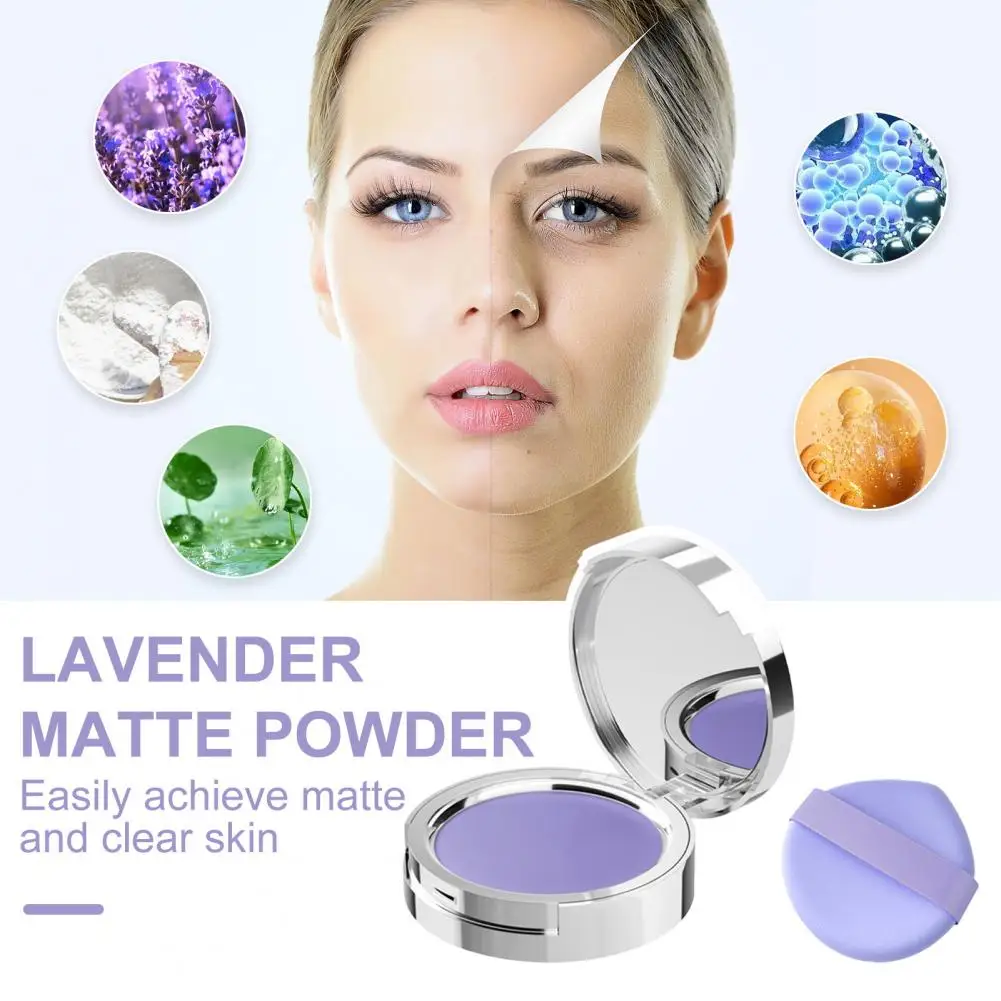 Long-lasting Makeup Powder Oil Control Lavender Matte Powder for Long Lasting Makeup Lightweight Face Concealer for Women