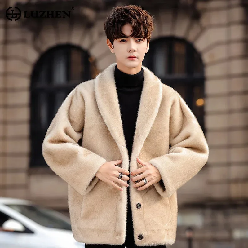 

LUZHEN элегантная норковая плюшевая утолщенная мужская шуба с имитацией меха, красивая модная винтажная мужская одежда оригинального дизайна, пальто JY4664