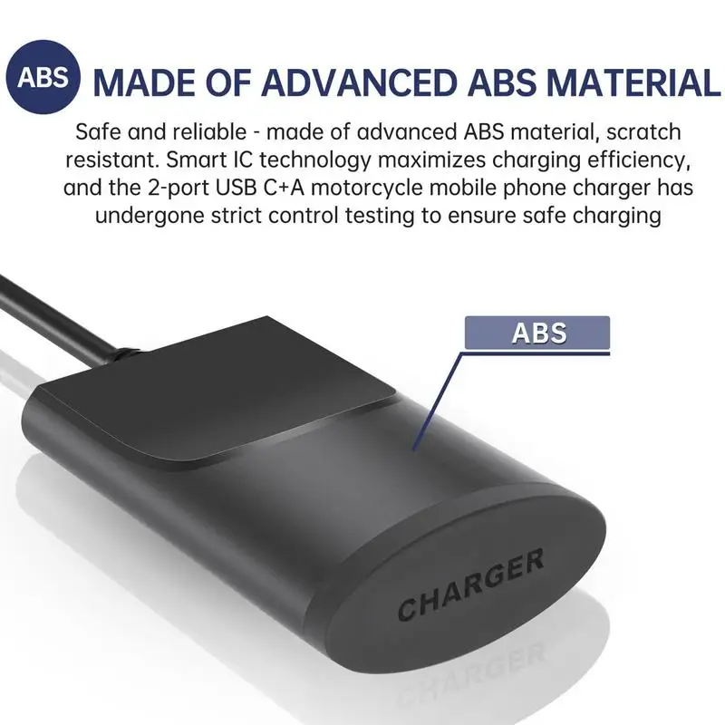 Motorcycle USB Charger Waterproof USB Adapter QC 3.0 Motorcycle Charger Ultra-Narrow Quick Adapter Double Charging Port For