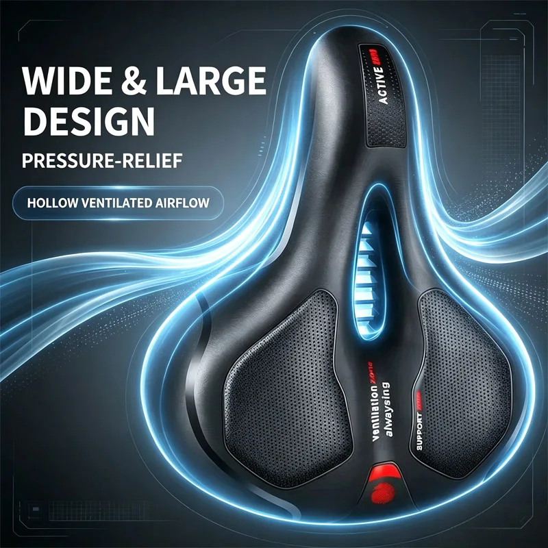 Hollow Breathable Bicycle Saddle Shock Absorbing Comfortable Bike Seat for Men Women MTB Road Bike Universal Waterproof