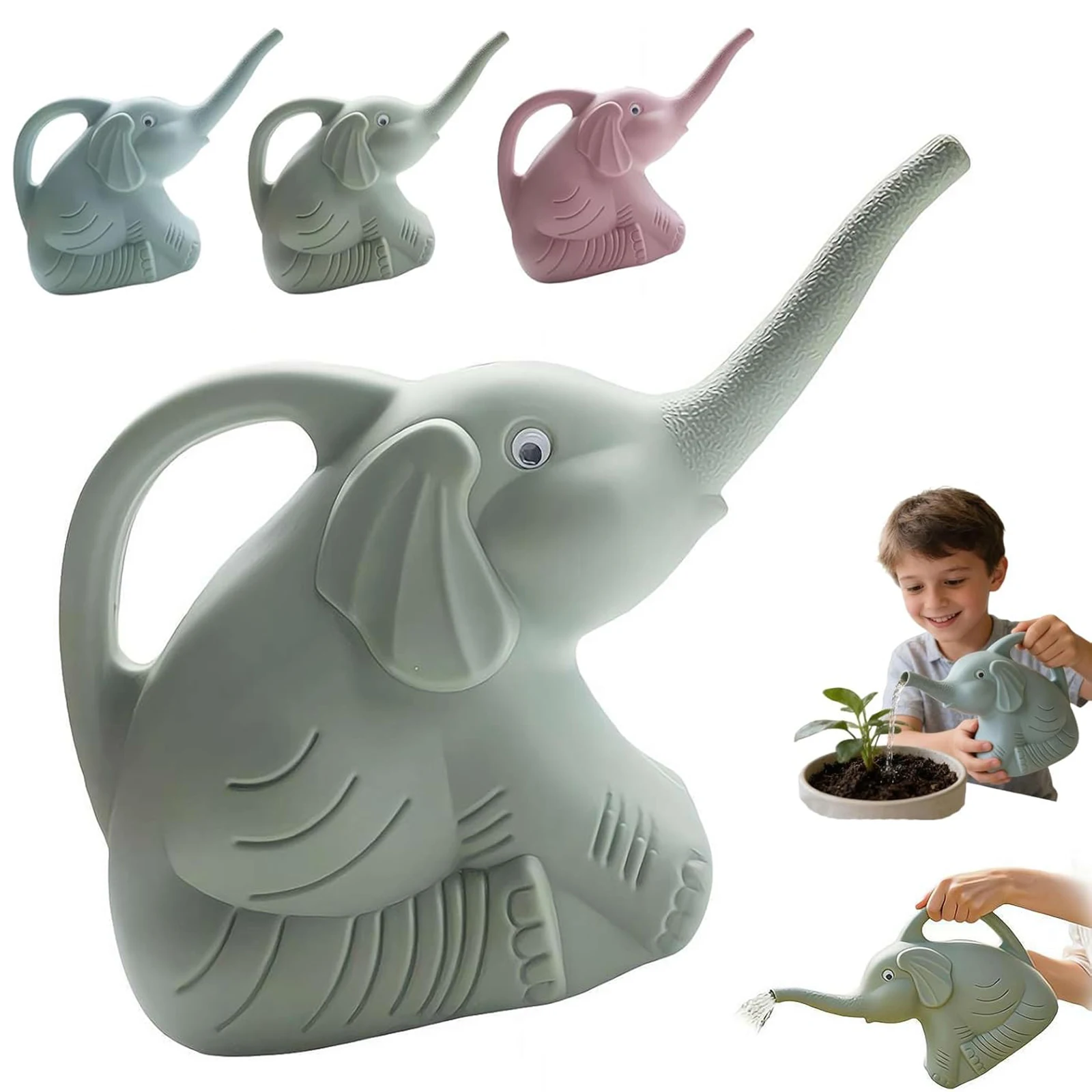 2L Plastic Gardening Kettle Ergonomic Handle Large Capacity Watering Kettle Long Mouth Spout Watering Jug for Indoor Outdoor Use