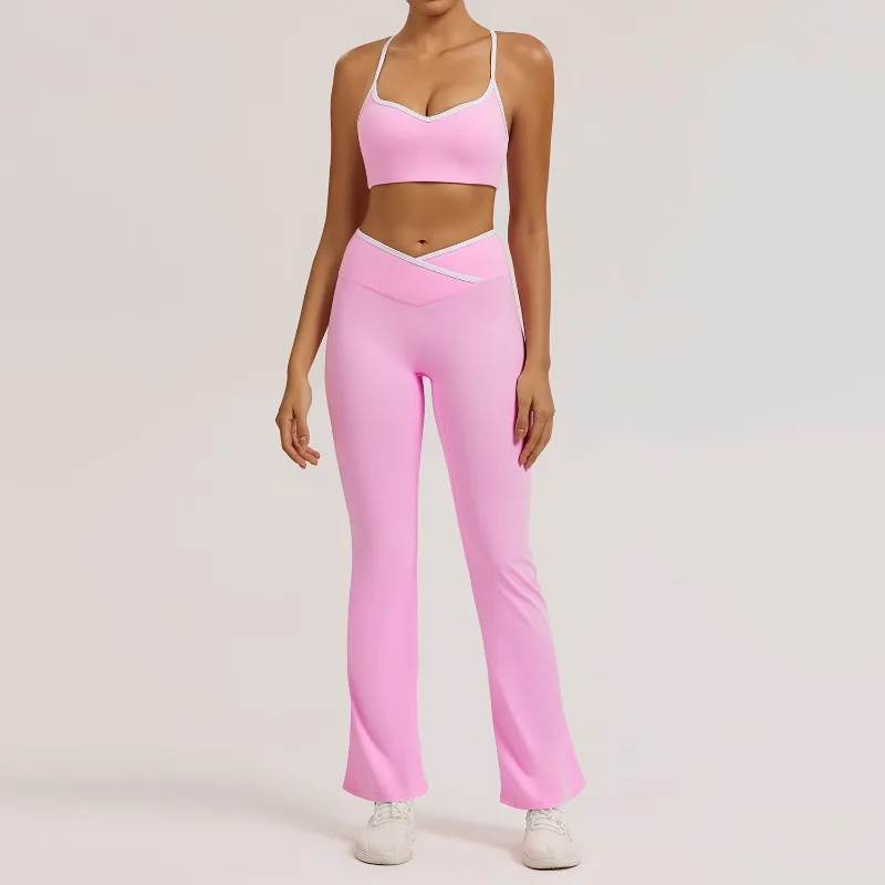 

Seamless Yoga Set for Women 2 Piece Nude Feel Butt-Lifting Pants Sexy Beautiful Back Sports Bra Quick-Dry Gym Running Outfit