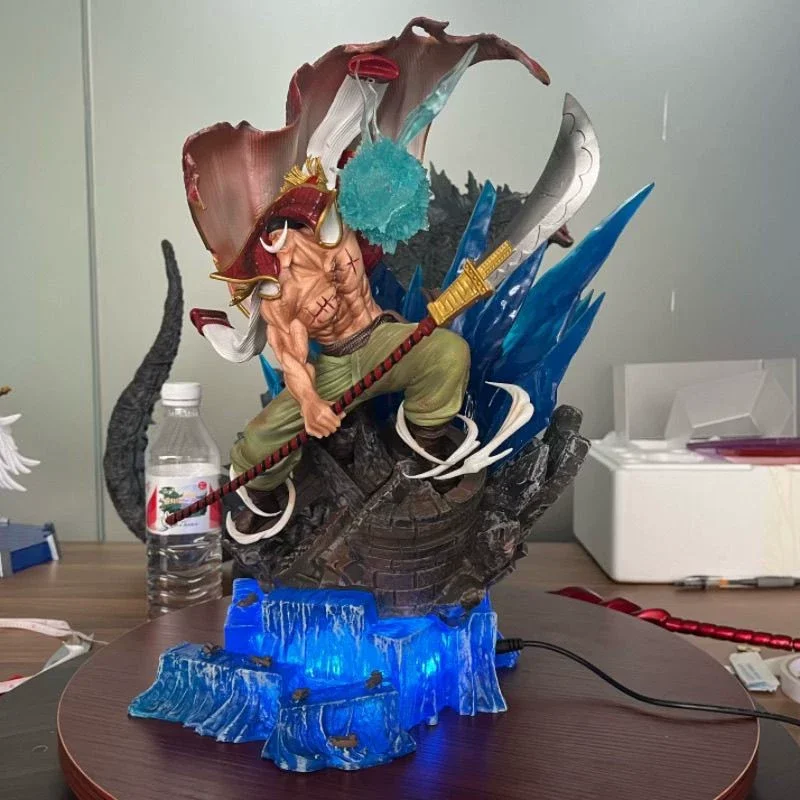 Uma peça série estátua de barba branca gk grande figura de ação anime cena plug-in ornamento brilhante brinquedos colecionáveis e hobbies