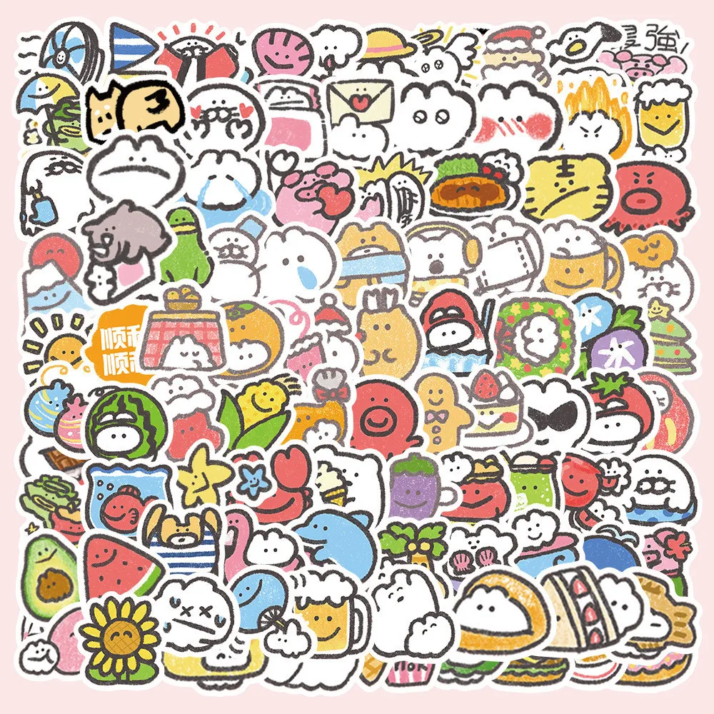 100PCS Mokmokchan Cartoon Stickers, Cute Graffiti Decals for Helmet & Pencil Case Peel Joy Sticker Store