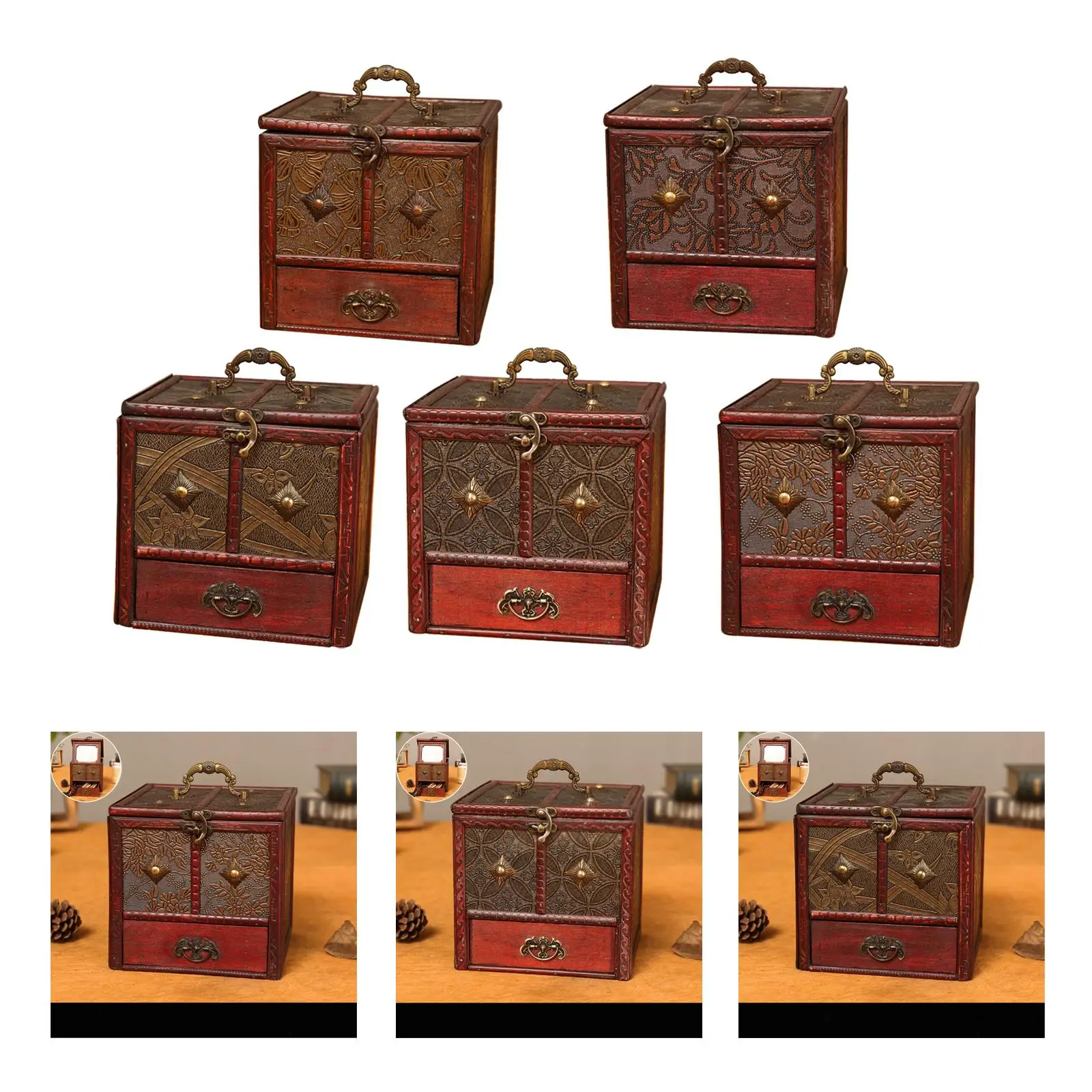Jewellery Organizer Wooden Vintage Holder Storage Box Chic Chest Treasure