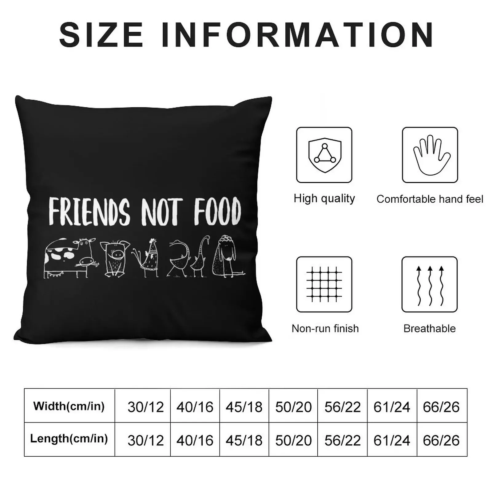 Design VEGAN/VEGGIE Friends not food 2 Throw Pillow Throw Pillow Covers Decorative pillowcase pillow