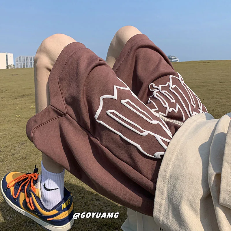 

Мужские спортивные брюки American High Street Sle, свободного кроя, для баскетбола, тренировок и бега, повседневные, длиной до колена, летние