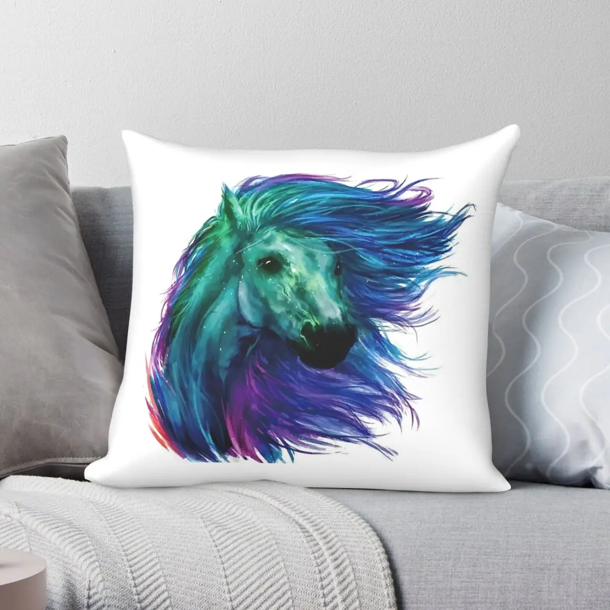 Middle High German Pherd Horse Square Pillowcase Polyester Linen Velvet Creative Zip Decor Sofa Seater Cushion Cover