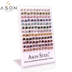 ASONSTEEL Cubic Zirconia Jewelry Wholesale 60 Pairs/lot Mixed Styles Silver Color Stud Earrings for Women Hypoallergenic Earring