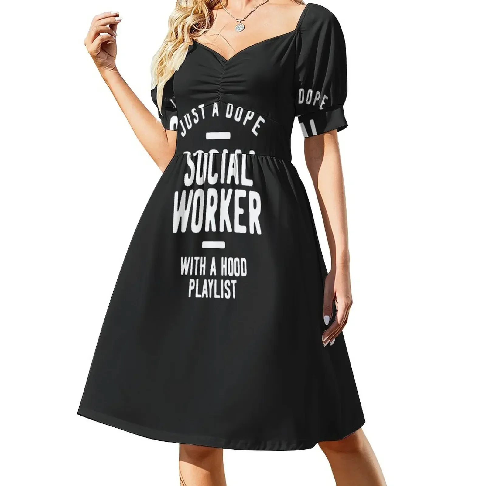 Just A Dope Social Worker With A Hood Playlist Sleeveless Dress Women's dresses dresses for women 2025 Dress