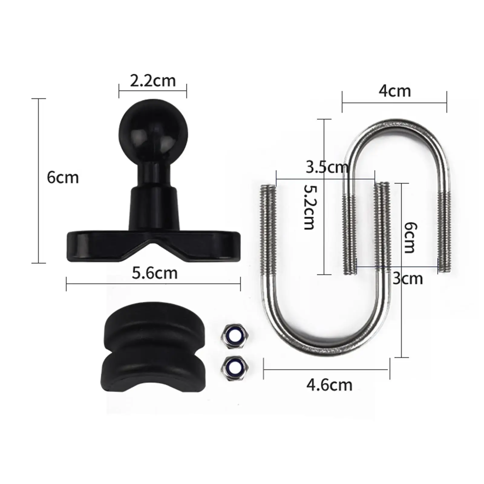 Motorcycle Handlebar U Bolt Mount Base Kit Accessories 2.2cm Ball Clamp Bracket for Motorbike Phone Holder Easily Install image 6