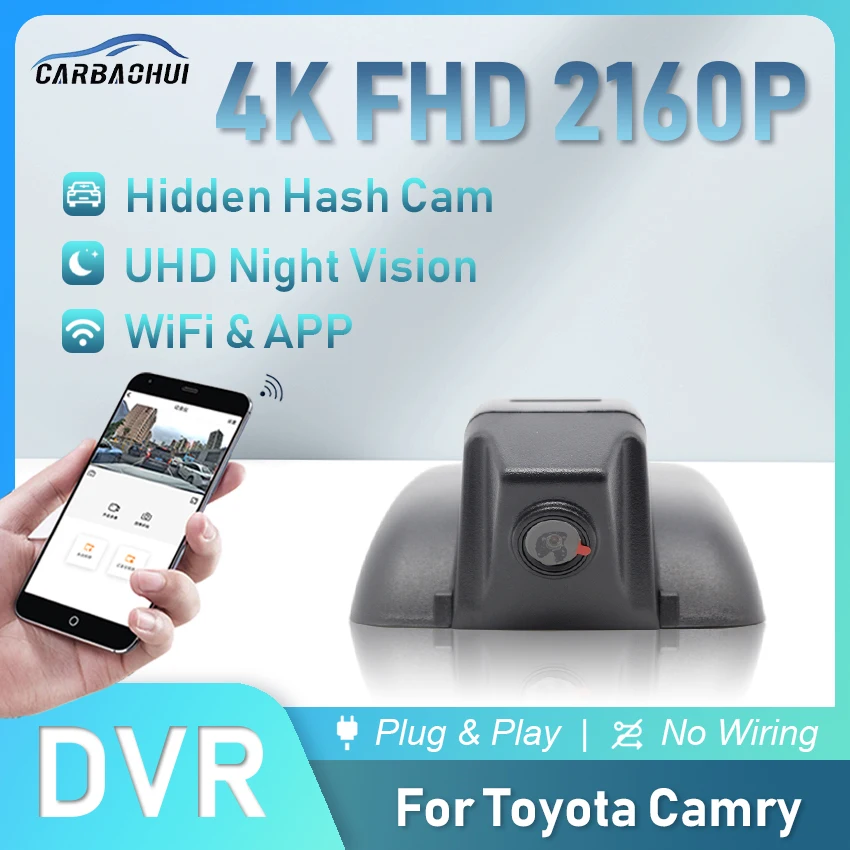 

HD 4K 2160P Plug and Play Car DVR Dash Cam Camera For Camry XV70 8th Gen 2017-2020 2021 2022 Night Vision Driving Video Recorder