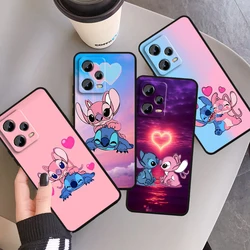 Disney Stitch Cartoon Art For Xiaomi Redmi Note 13 12R 12 12S Turbo 11 11T 11S 10 10S Pro Plus 5G Black Soft Phone Case