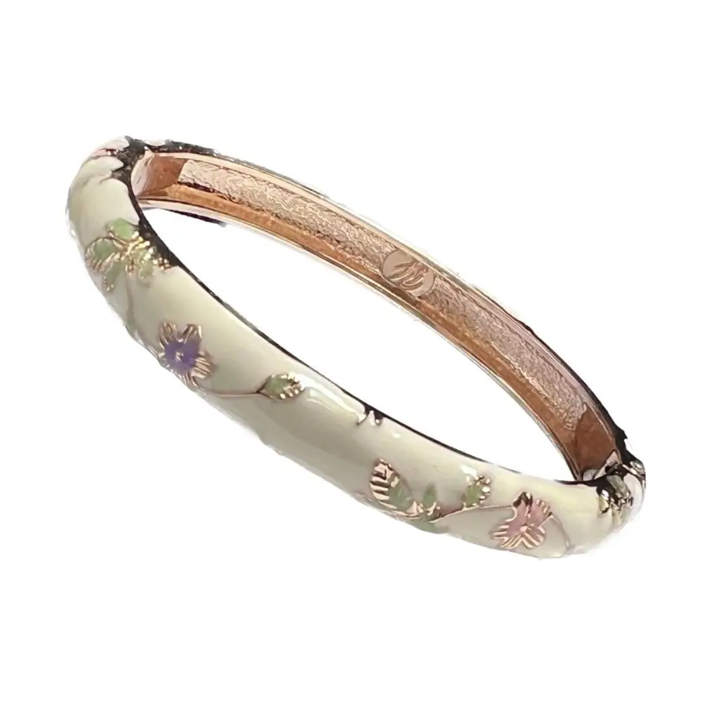 Enamel Chinese Cloisonne Bracelet Traditional Double Bangle Peony Filigree Flower Bangle Ethnic Chinese Women's Hand Bracelet