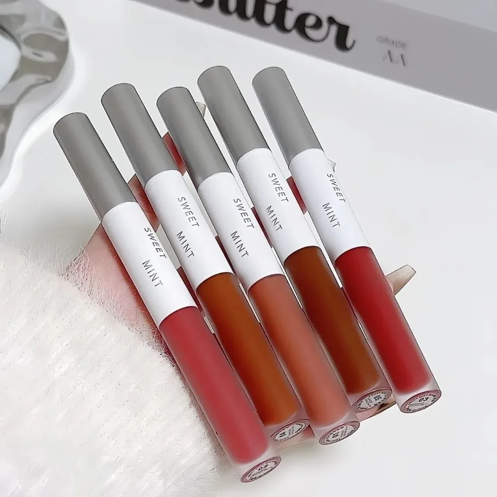 Vernis à lèvres 2 en 1 à Double extrémité, tasse antiadhésive hydratante, stylo imperméable et durable, brillant à lèvres miroir en verre, cosmétique pour femmes