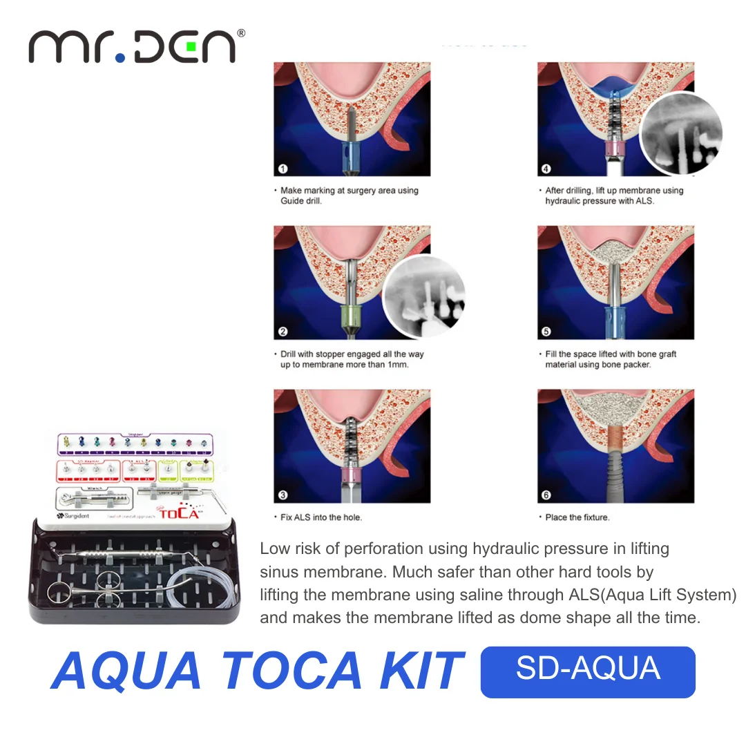 MR DEN Dental Implant Instrument Aqua TOCA Surgical Kit - Sinus Lifting Fits Surgident SD-AQUA High Quality