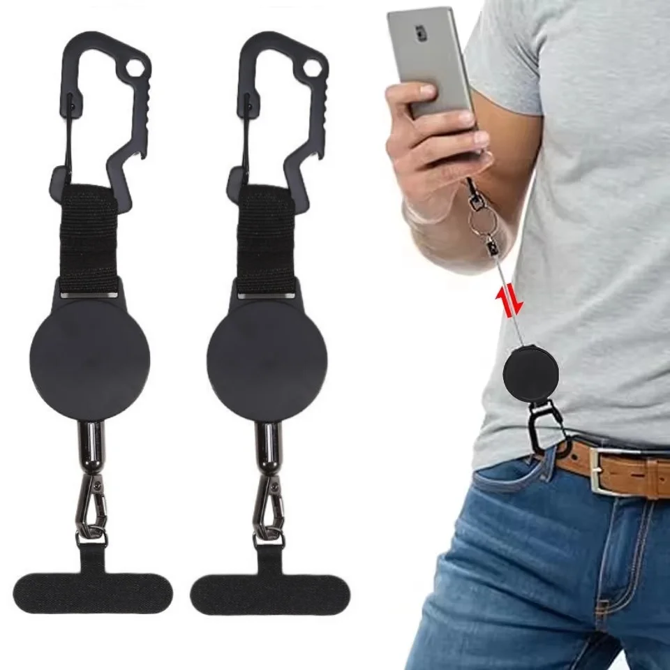 

Retractable Anti-Theft Phone Holder Smartphone Safety Lanyard Stra with Carabiner Anti-Drop Harness for Hiking Cycling Climbing
