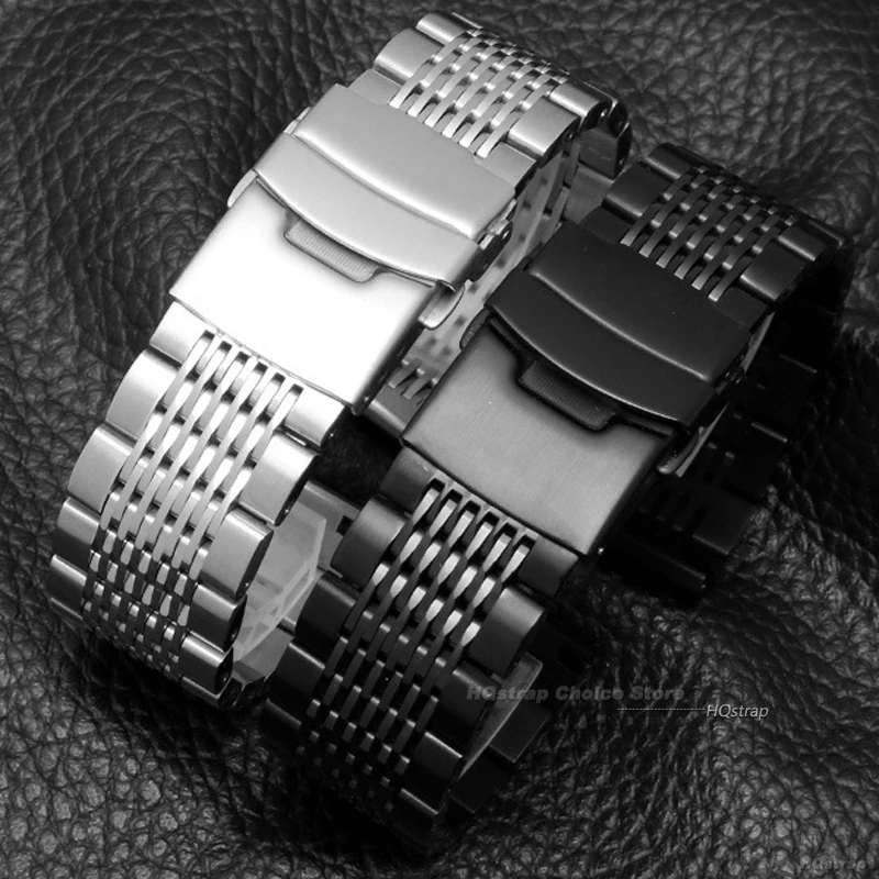 Pulsera de acero inoxidable de malla sólida para Seiko, correa de reloj con hebilla desplegable de buceo de Metal de 18mm, 20mm, 22mm y 24mm para pulsera Rolex