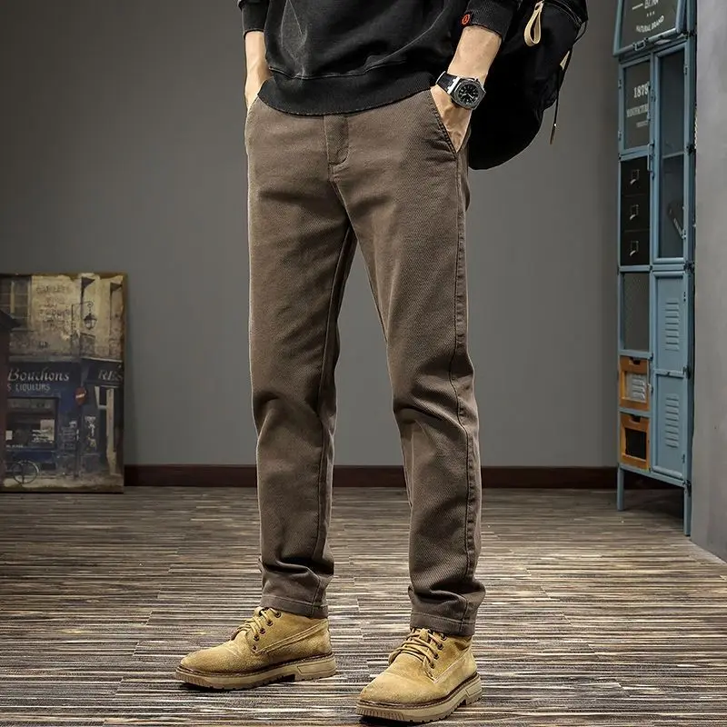 

New Trendy Men's Casual Slim Straight Trousers Solid Color Versatile Business Trousers