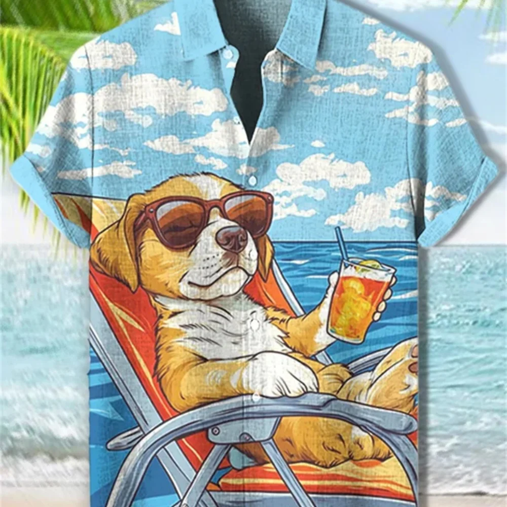 

3D Printed Lapel Button up Shirt Hawaiian Style Short Sleeve High-Quality Linen Fabric for Street Leisure Vacation