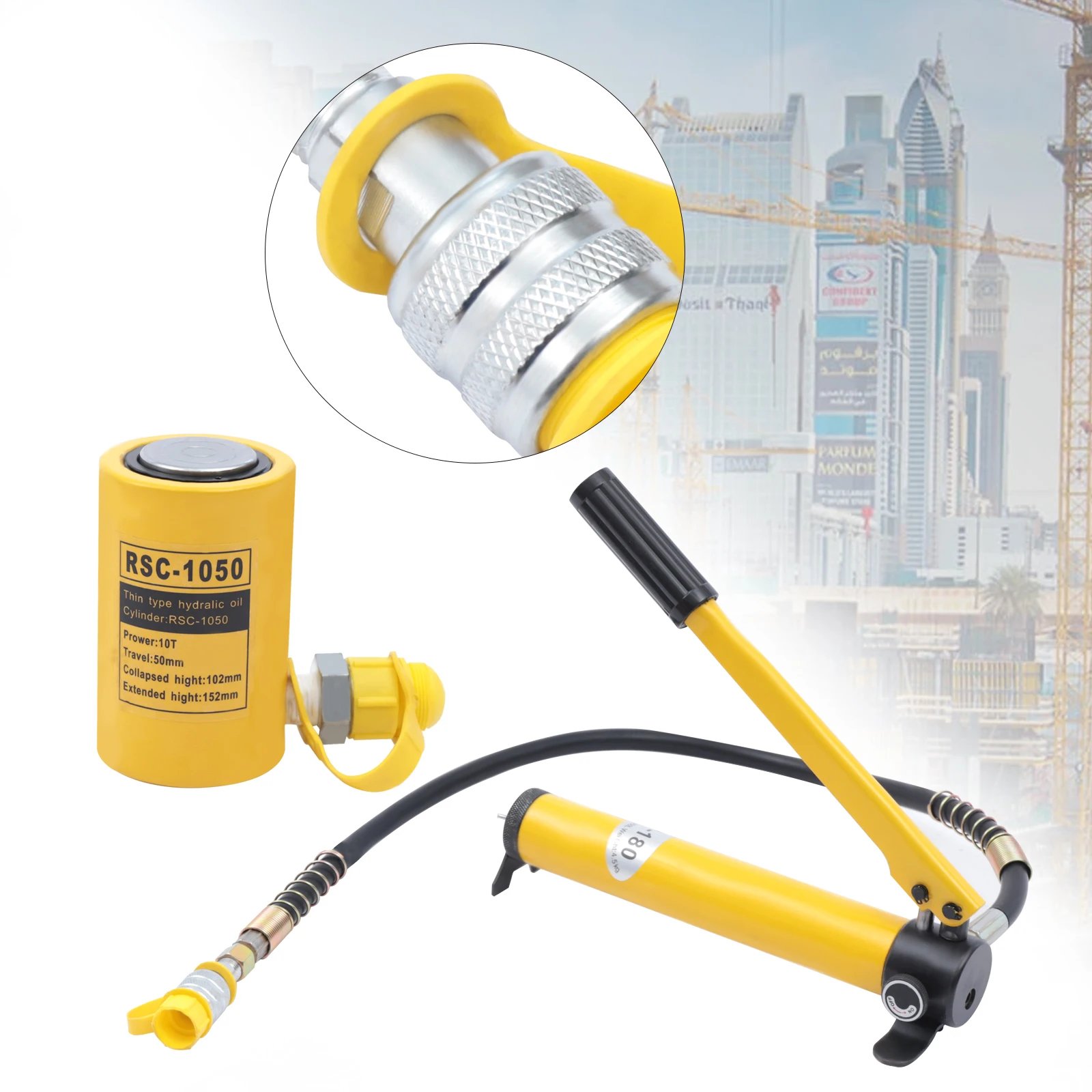 

10T Hydraulic Ram Cylinder Jack Mini Jack Ram with CP-180 Hydraulic Hand Pump for Machinery Shipbuilding