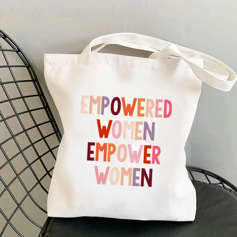 2024 Shopper GIRL POWER Personality Printed Tote Bag Women Harajuku Shopper Handbag Girl Shoulder Shopping Bag Lady Canvas Bag