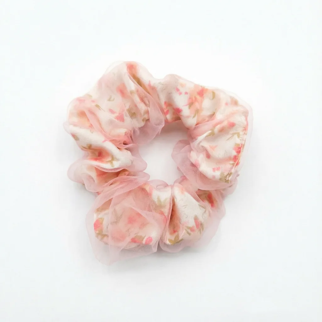 Sheer Floral Organza Scrunchie Vintage Ditsy Flower Hair Tie Elastic Ponytail Holder Cute Hair Accessories For Women Girls view 3