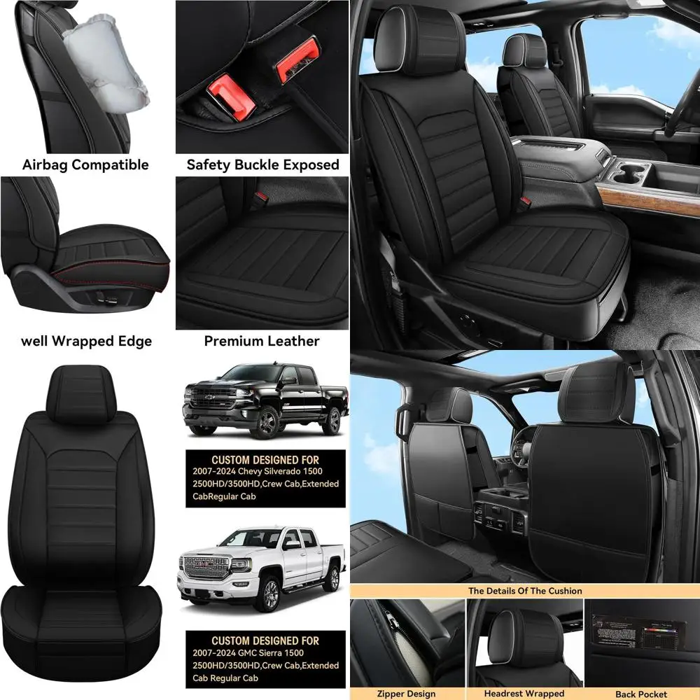 

Чехлы на сиденья Silverado, передние сиденья, подходят для грузовиков Chevy Chevrolet Silverado GMC Sierra Pickup 1500 2500HD 3500HD Crew Dou 2007-2026 гг.