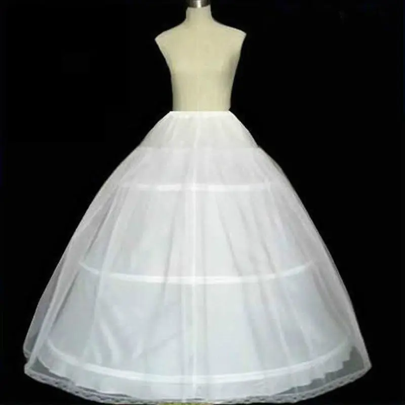 Y1UB Bride Bridal Wedding Dress Support Petticoat 3 Hoops 1-layer Yarn Skirt Women Co