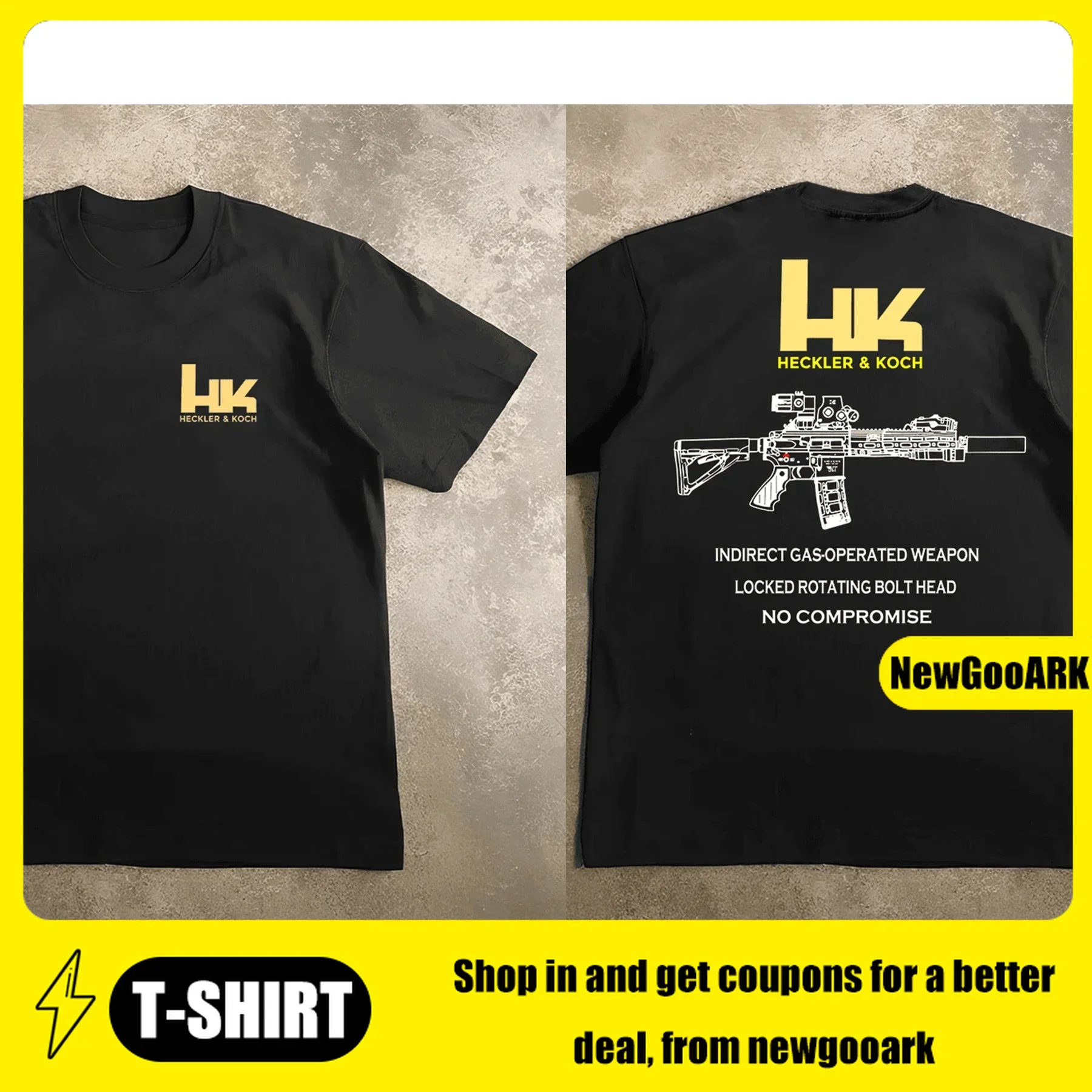 Men's HK416 Graphic Cotton T-Shirt Casual Breathable Tee