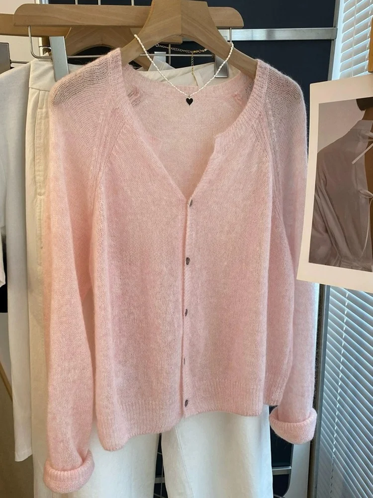 

Faionable Sweet Sle Long Sve Knitwear Women's Single Button Versatile Ele Autumn Top Poetic Lin Brand Loose Fit Ca...